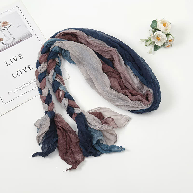 Sciarpa in pelle intrecciata con nodo e fascia colorata da donna