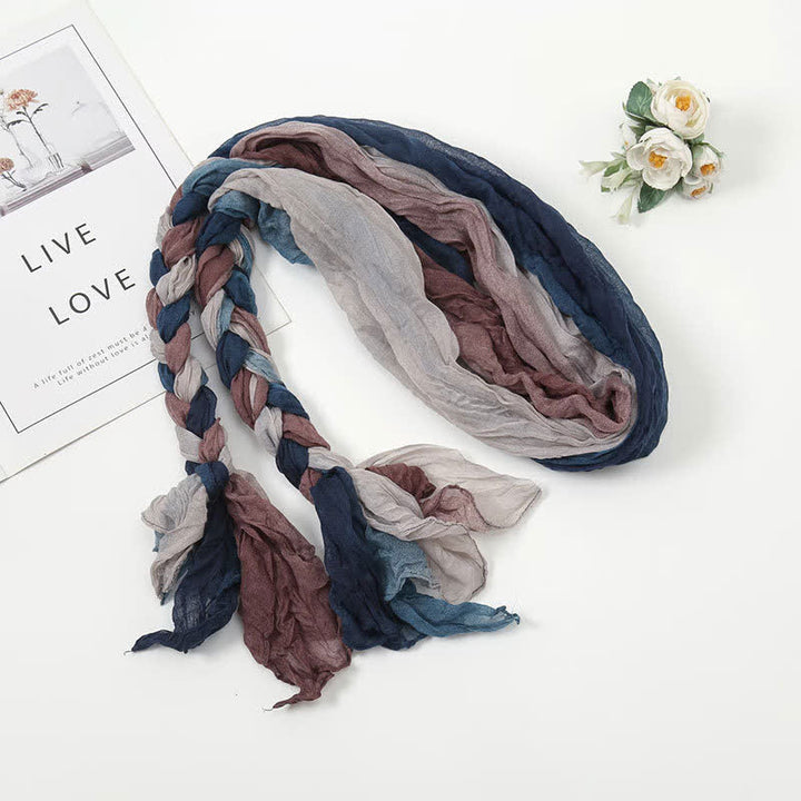 Sciarpa in pelle intrecciata con nodo e fascia colorata da donna