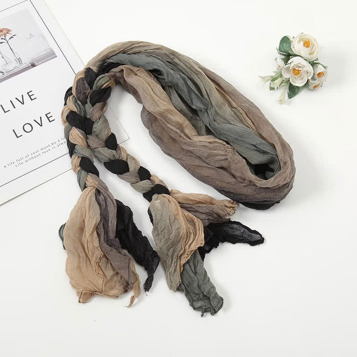 Sciarpa in pelle intrecciata con nodo e fascia colorata da donna