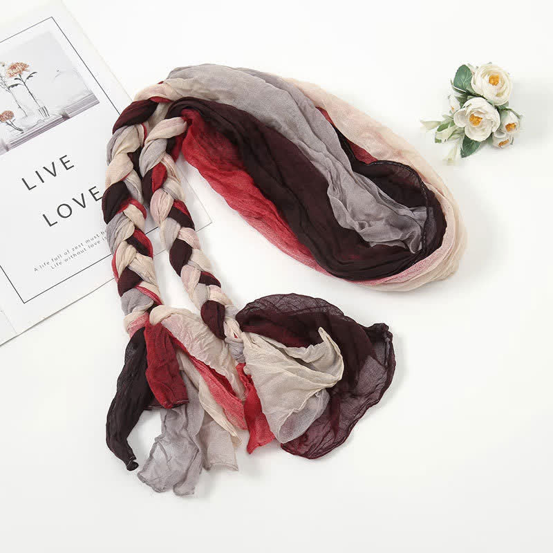 Sciarpa in pelle intrecciata con nodo e fascia colorata da donna