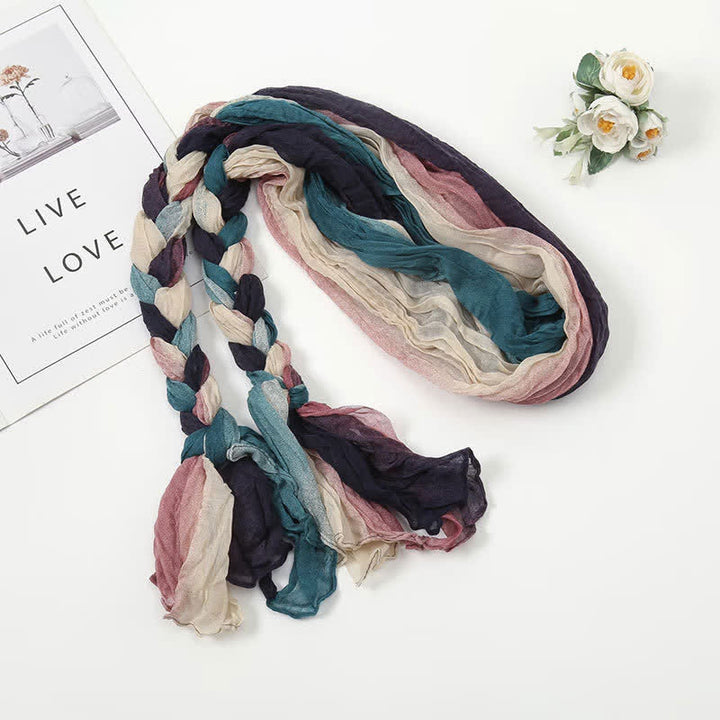 Sciarpa in pelle intrecciata con nodo e fascia colorata da donna
