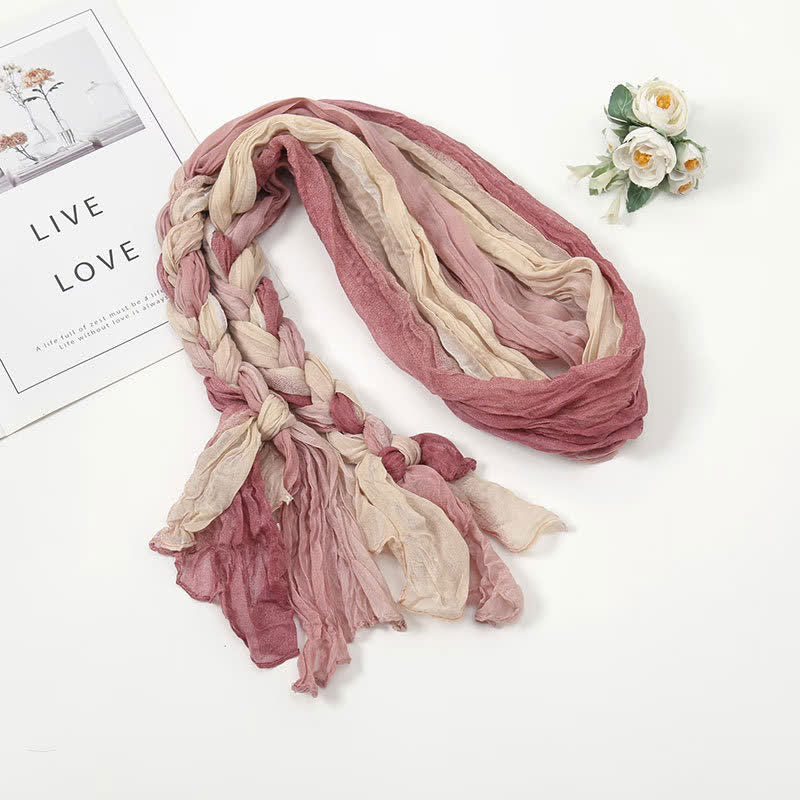 Sciarpa in pelle intrecciata con nodo e fascia colorata da donna - Rosa - image 8