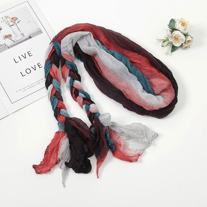 Sciarpa in pelle intrecciata con nodo e fascia colorata da donna