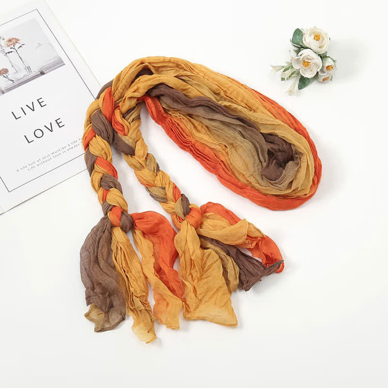 Sciarpa in pelle intrecciata con nodo e fascia colorata da donna