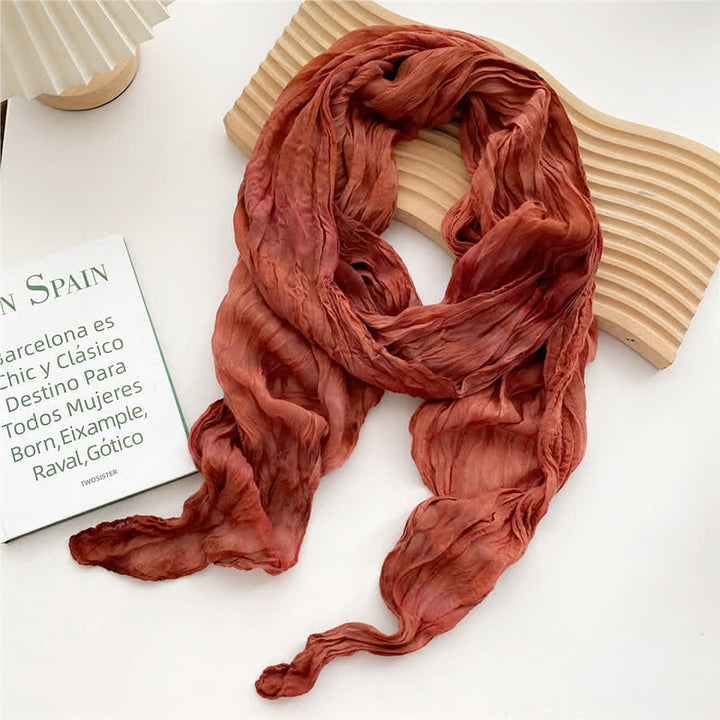 Sciarpa lunga e sottile plissettata con tecnica tie-dye da donna - Arancia - image 0