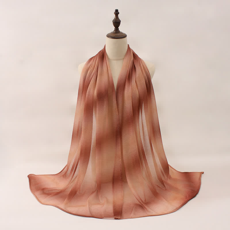 Sciarpa estiva sottile unisex a righe con pieghe e colori sfumati - Marrone sabbioso - image 7