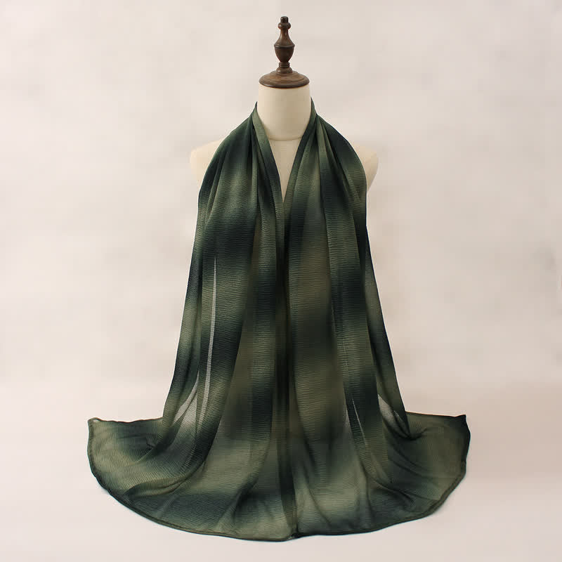 Sciarpa estiva sottile unisex a righe con pieghe e colori sfumati