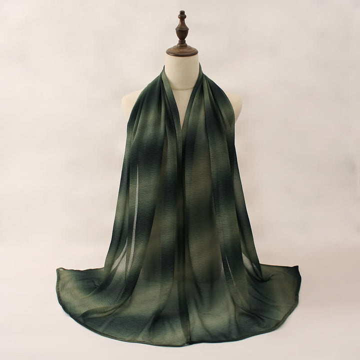 Sciarpa estiva sottile unisex a righe con pieghe e colori sfumati