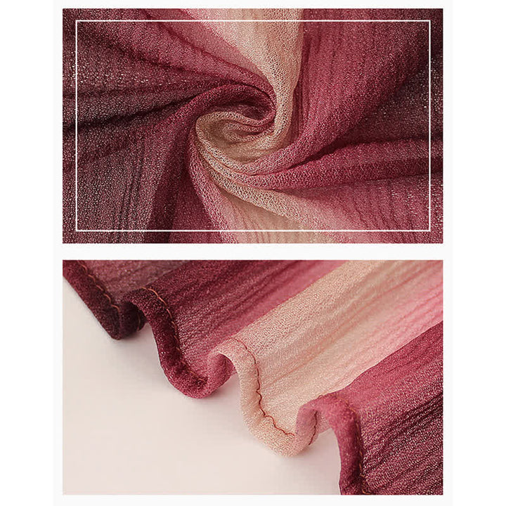 Sciarpa estiva sottile unisex a righe con pieghe e colori sfumati