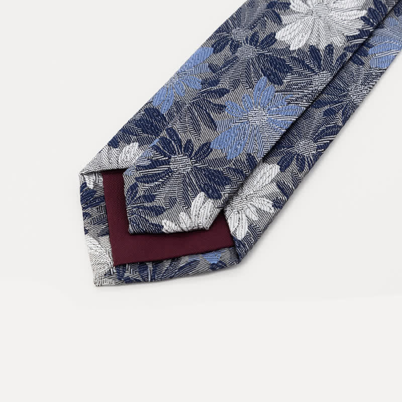 Cravatta floreale da uomo con margherite blu e grigie