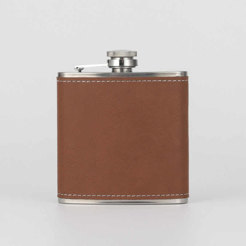 Fiaschetta portatile personalizzata in pelle incisa da 6 once