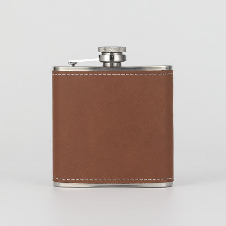 Fiaschetta portatile personalizzata in pelle incisa da 6 once