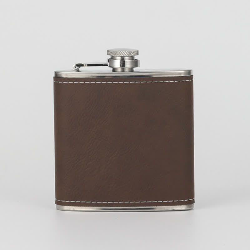 Fiaschetta portatile personalizzata in pelle incisa da 6 once