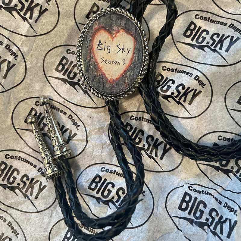 Cravatta Bolo in pelle marrone con foto personalizzata divertente