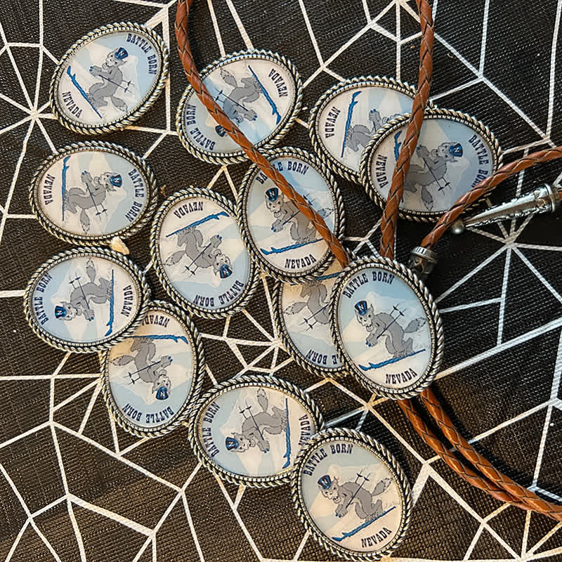 Cravatta Bolo in pelle marrone con foto personalizzata divertente