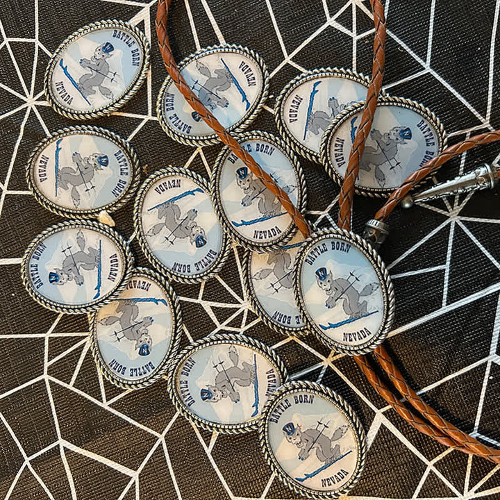 Cravatta Bolo in pelle marrone con foto personalizzata divertente