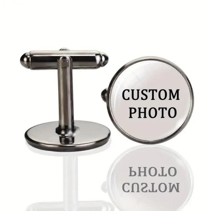1 paio di gemelli commemorativi creativi personalizzati con la tua foto - Grigio - image 5