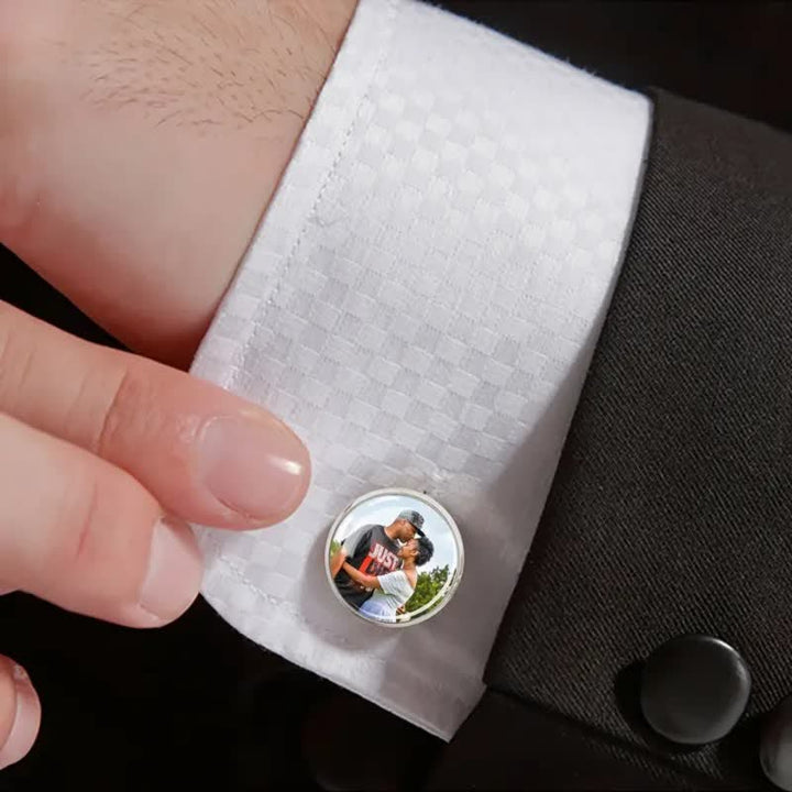 1 paio di gemelli commemorativi creativi personalizzati con la tua foto