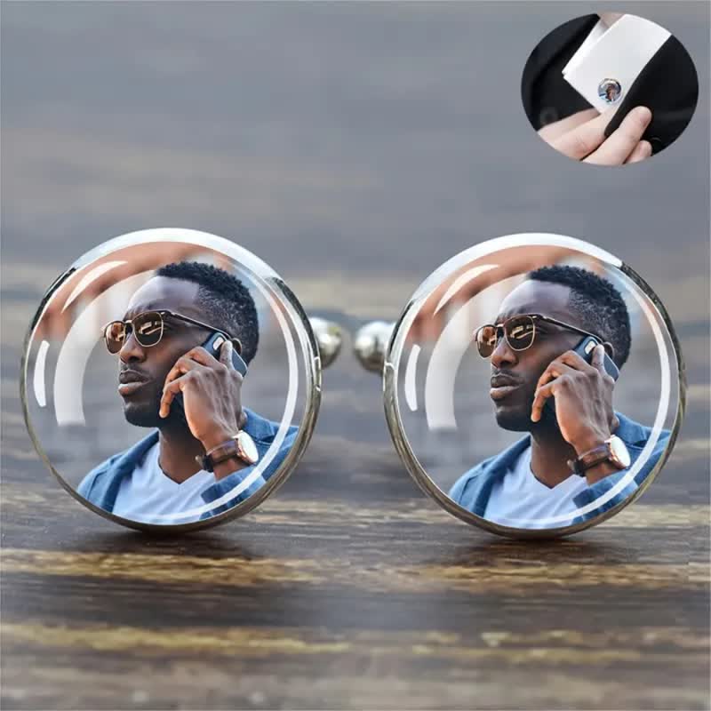 1 paio di gemelli commemorativi creativi personalizzati con la tua foto - image 1