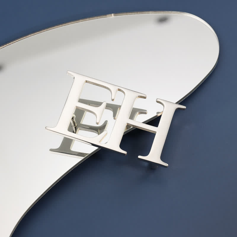 Cintura in pelle con fibbia fai da te in argento con iniziali grandi personalizzate