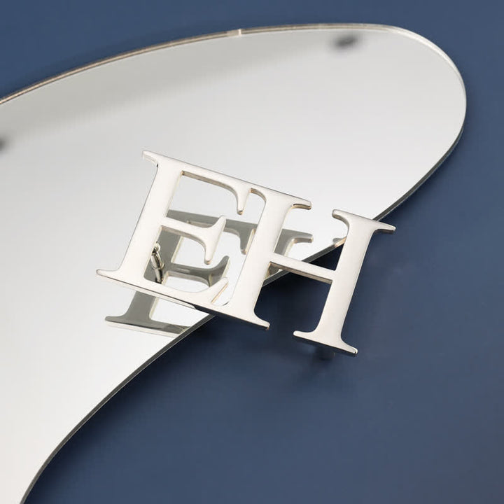 Cintura in pelle con fibbia fai da te in argento con iniziali grandi personalizzate