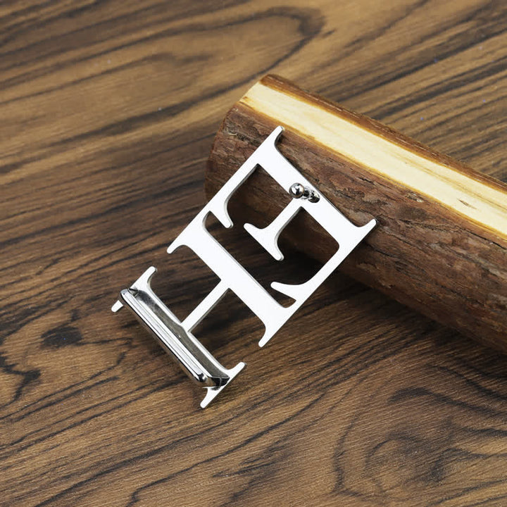 Cintura in pelle con fibbia fai da te in argento con iniziali grandi personalizzate