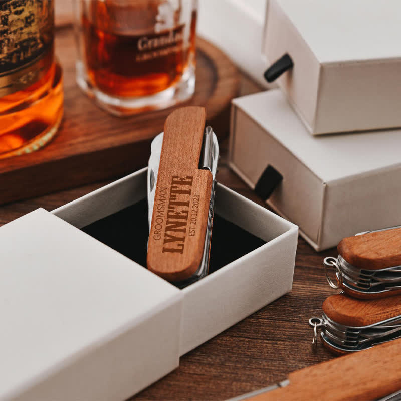 Apribottiglie in legno con coltello multiuso 11 in 1, intaglio personalizzato