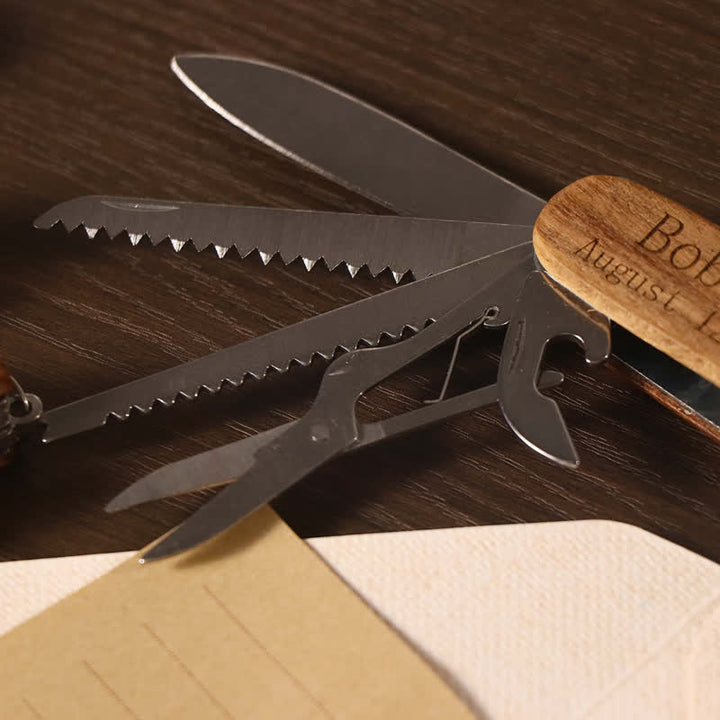 Apribottiglie in legno con coltello multiuso 11 in 1, intaglio personalizzato