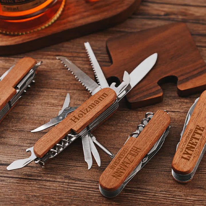 Apribottiglie in legno con coltello multiuso 11 in 1, intaglio personalizzato