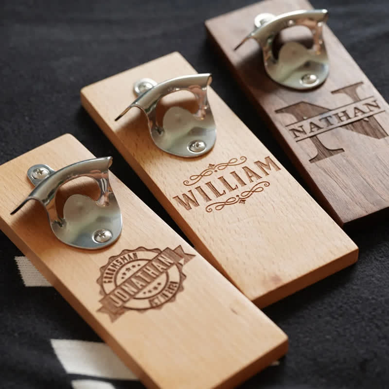 Apribottiglie da parete in legno intagliato personalizzato creativo