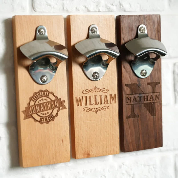 Apribottiglie da parete in legno intagliato personalizzato creativo