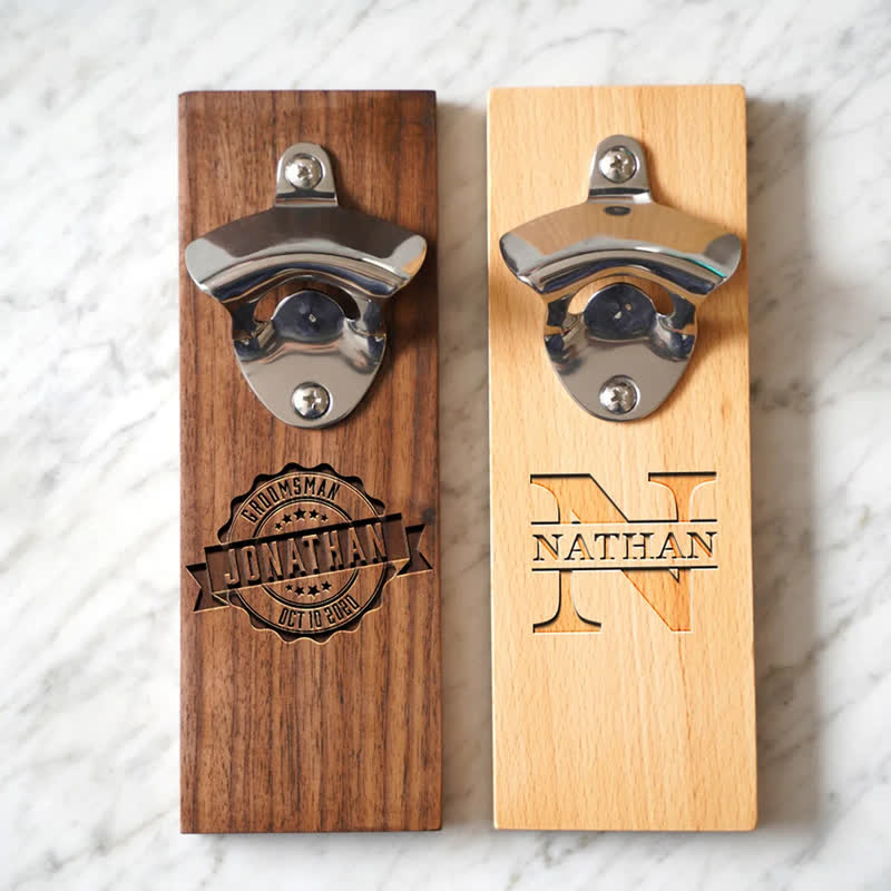 Apribottiglie da parete in legno intagliato personalizzato creativo
