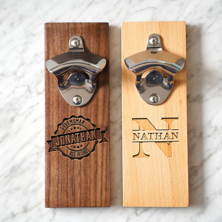 Apribottiglie da parete in legno intagliato personalizzato creativo