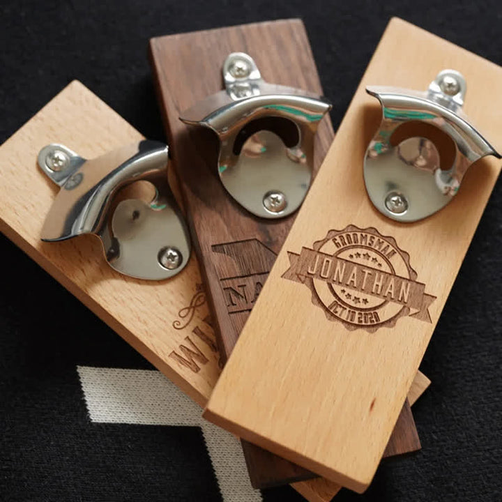 Apribottiglie da parete in legno intagliato personalizzato creativo