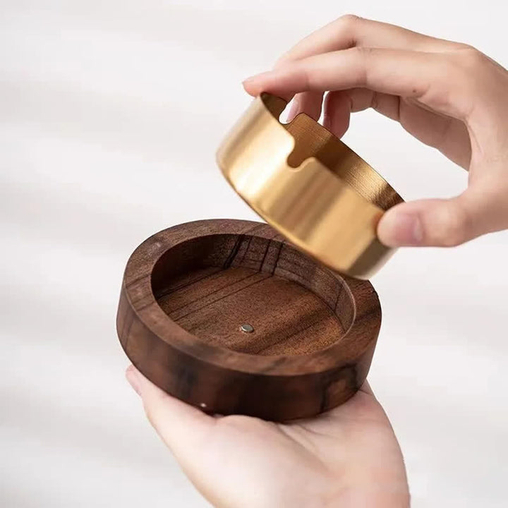 Posacenere in legno personalizzato fatto a mano con coperchio - Oro - image 1