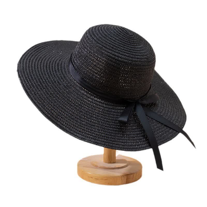 Cappello da spiaggia in paglia Fedora personalizzato con nome da donna - Nero - Regolabile (22"-22 7/8") - image 9