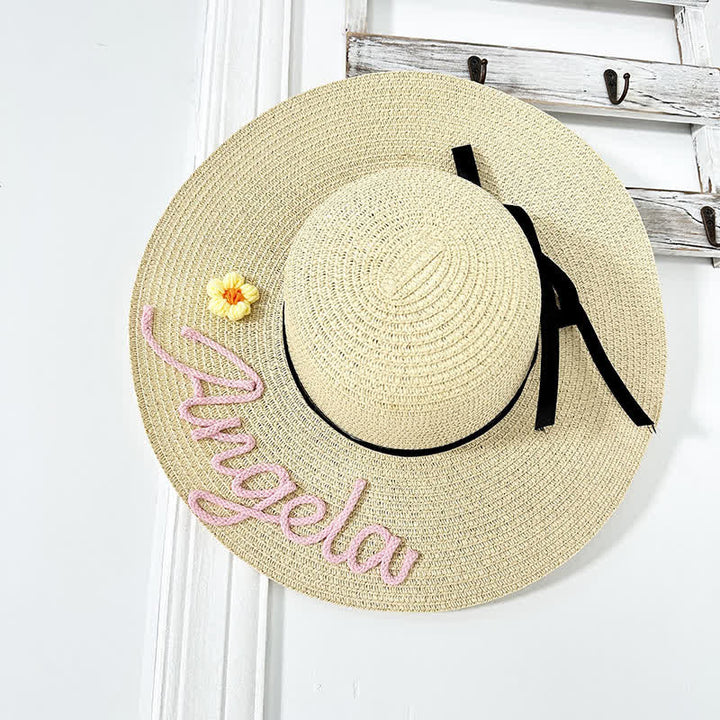 Cappello da spiaggia in paglia Fedora personalizzato con nome da donna