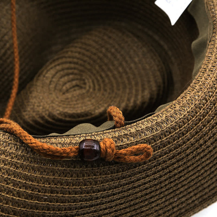 Cappello da cowboy classico in paglia con fascia di piume estive