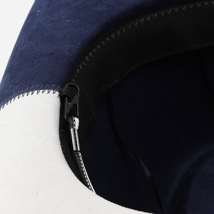 Cappello da cowboy in velluto scamosciato sintetico con contrasto di colore blu navy e bianco