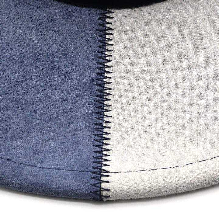 Cappello da cowboy in velluto scamosciato sintetico con contrasto di colore blu navy e bianco