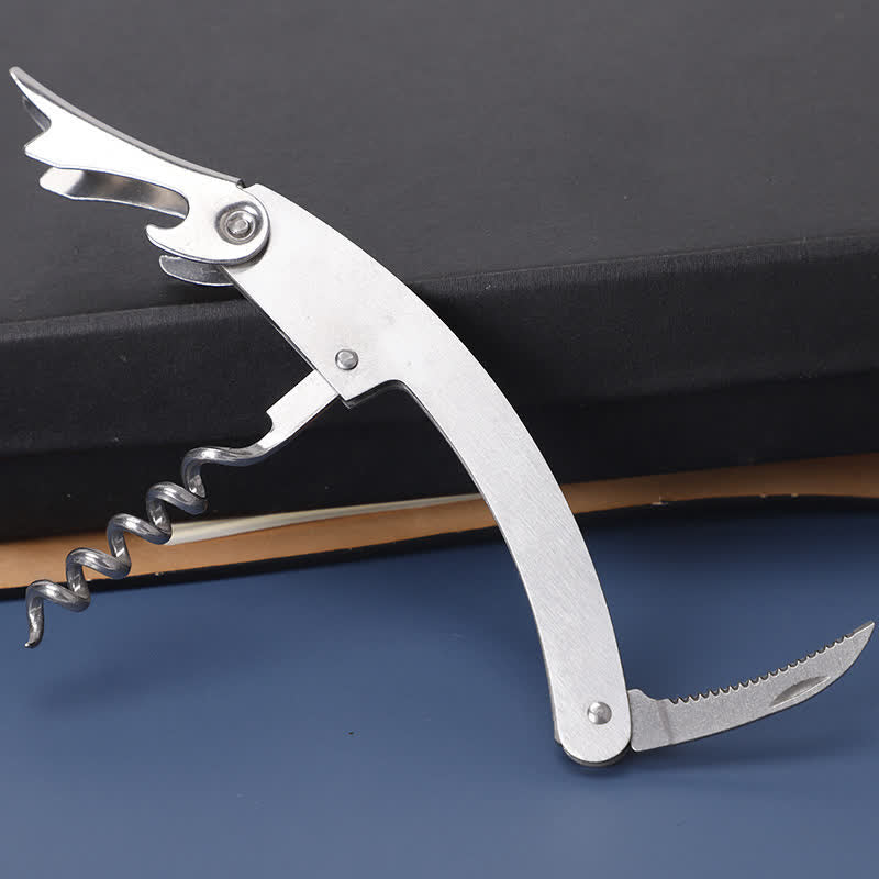Set regalo da 5 fiaschette piccole in pelle marrone con apribottiglie da 8 once