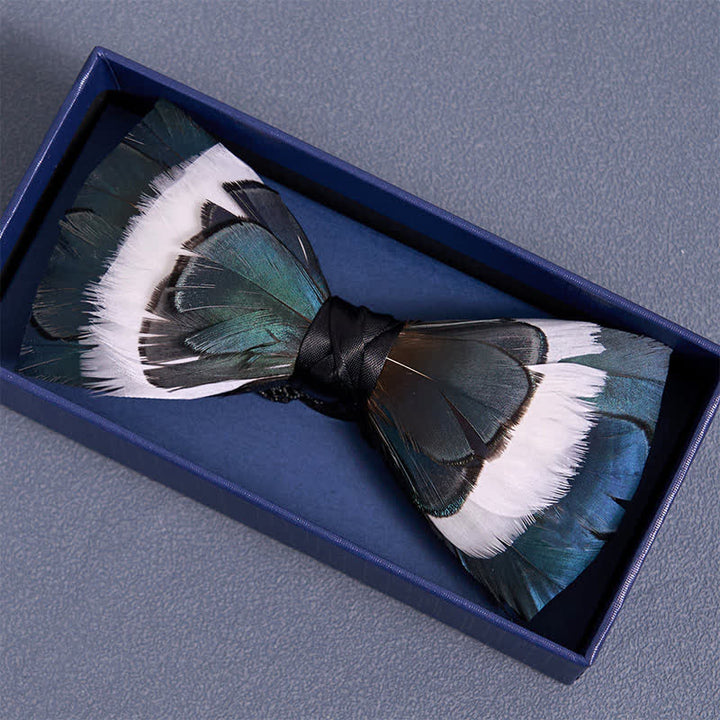 Papillon con piume Wildness blu e bianco