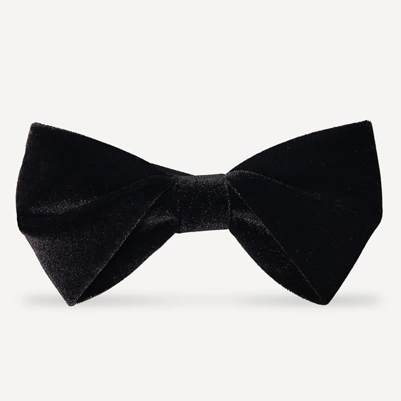 Papillon da uomo in velluto nero tinta unita da sposa - Stile n. 4 - image 7