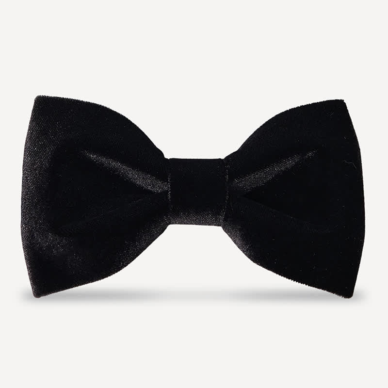 Papillon da uomo in velluto nero tinta unita da sposa - Stile n. 3 - image 5