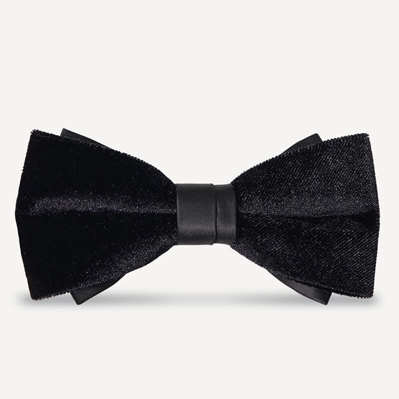 Papillon da uomo in velluto nero tinta unita da sposa