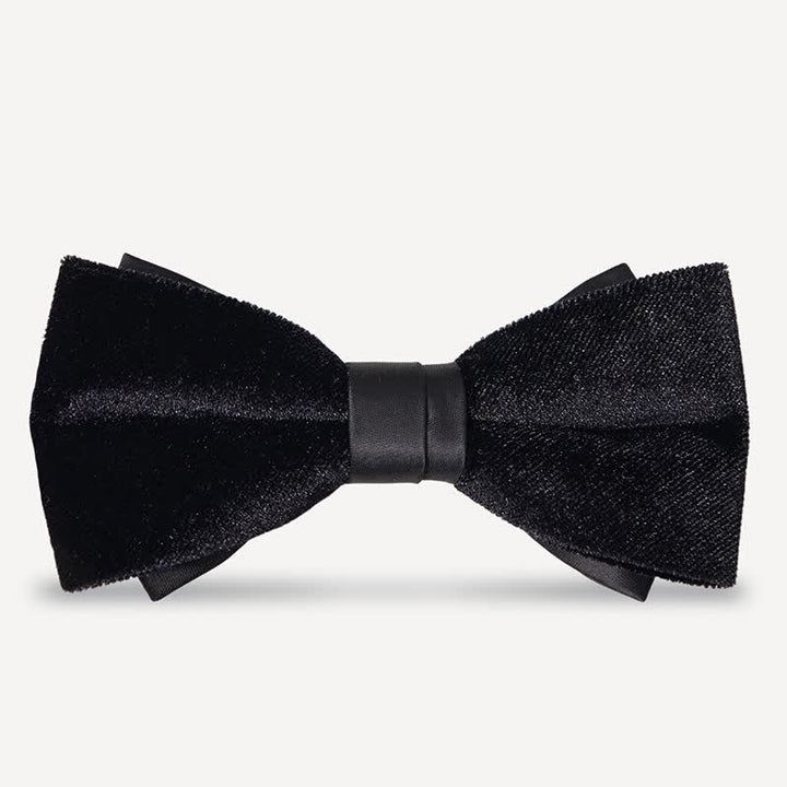 Papillon da uomo in velluto nero tinta unita da sposa