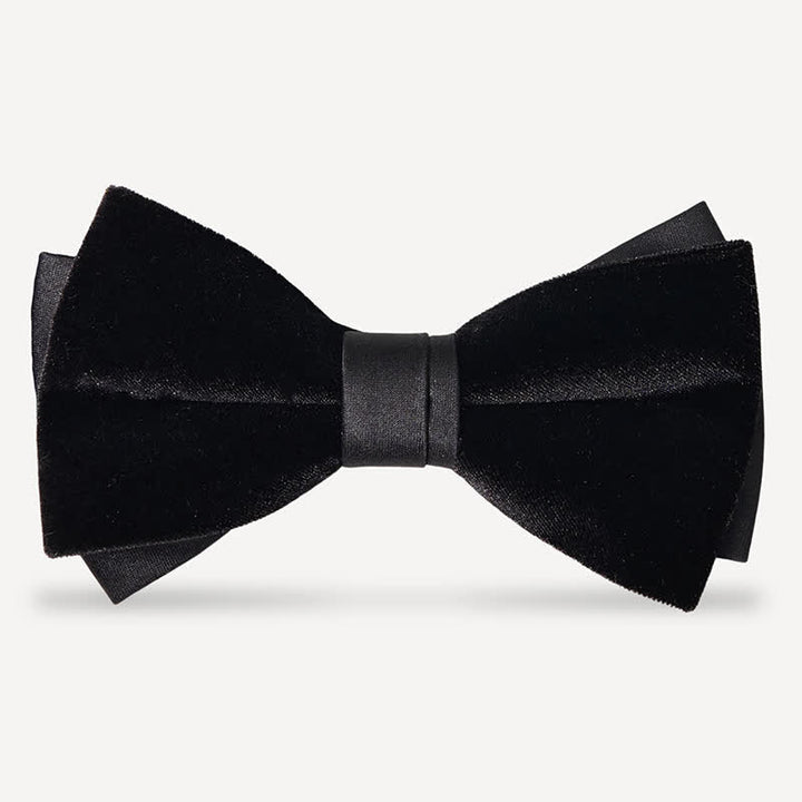 Papillon da uomo in velluto nero tinta unita da sposa