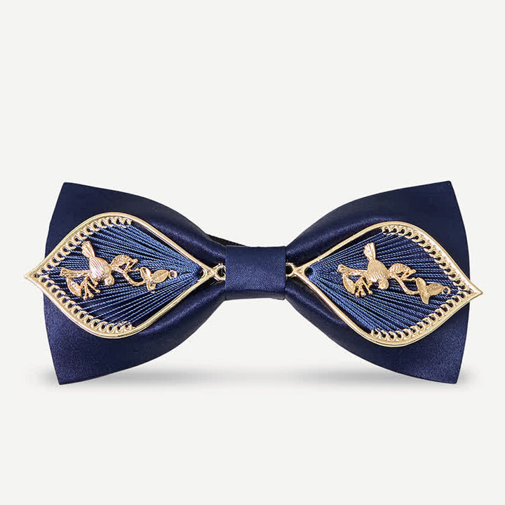 Papillon da uomo con ramo di fenice in metallo dorato blu navy - Stile n. 2 - image 5
