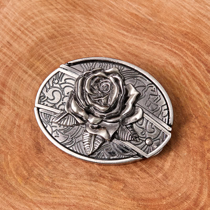 Cintura in pelle fai da te con coltello pieghevole nascosto Western Rose da uomo