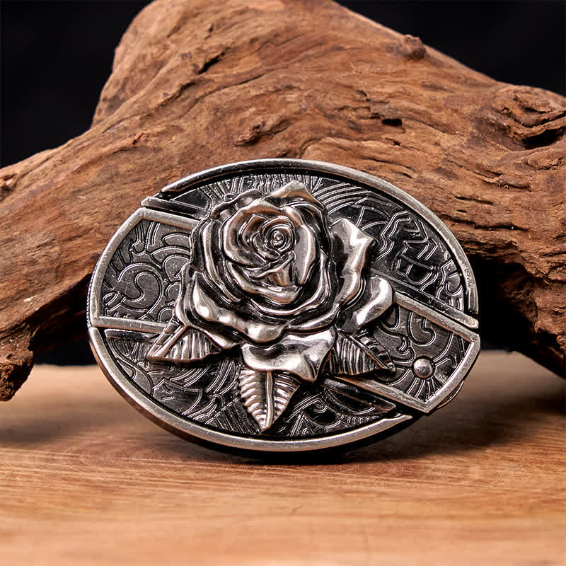 Cintura in pelle fai da te da uomo con coltello pieghevole nascosto Western Rose - Rosa occidentale - Senza cintura - Cintura non inclusa - image 0